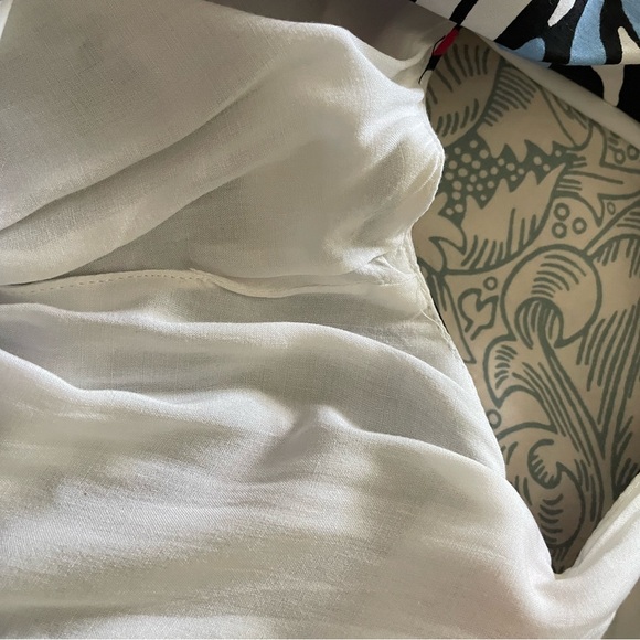 Maeve Asymmetrical Blue and White Tiered Dress - Picture 4 of 9